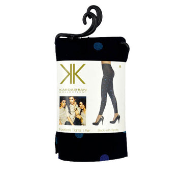 Kardashian Kollection Footless Tights - Black With Spots